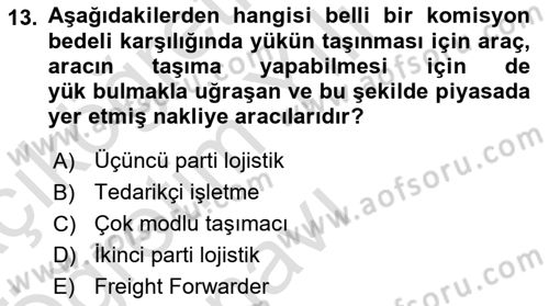 Dış Ticarette Risk Yönetimi Ve Sigortacılık Dersi 2024 - 2025 Yılı Yaz Okulu Sınav Soruları 13. Soru