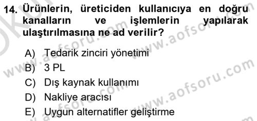 Dış Ticarette Risk Yönetimi Ve Sigortacılık Dersi 2024 - 2025 Yılı Yaz Okulu Sınav Soruları 14. Soru