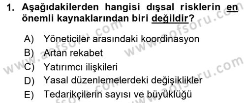Dış Ticarette Risk Yönetimi Ve Sigortacılık Dersi 2025 - 2026 Yılı (Vize) Ara Sınav Soruları 1. Soru