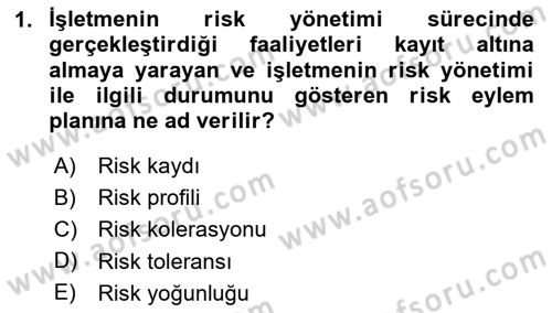 Dış Ticarette Risk Yönetimi Ve Sigortacılık Dersi 2025 - 2026 Yılı (Final) Dönem Sonu Sınav Soruları 1. Soru