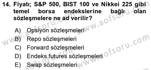 Dış Ticarette Risk Yönetimi Ve Sigortacılık Dersi 2025 - 2026 Yılı (Final) Dönem Sonu Sınav Soruları 14. Soru