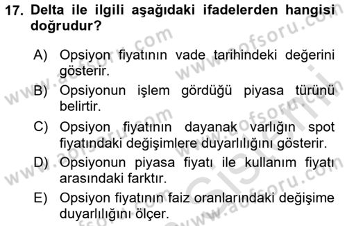 Dış Ticarette Risk Yönetimi Ve Sigortacılık Dersi 2025 - 2026 Yılı (Final) Dönem Sonu Sınav Soruları 17. Soru