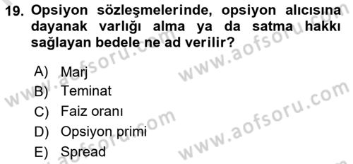 Dış Ticarette Risk Yönetimi Ve Sigortacılık Dersi 2025 - 2026 Yılı (Final) Dönem Sonu Sınav Soruları 19. Soru