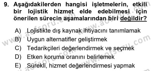 Dış Ticarette Risk Yönetimi Ve Sigortacılık Dersi 2025 - 2026 Yılı (Final) Dönem Sonu Sınav Soruları 9. Soru