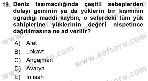 Dış Ticaret İşlemleri Ve Belgeleri Dersi 2016 - 2017 Yılı (Vize) Ara Sınavı 19. Soru