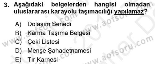 Dış Ticaret İşlemleri Ve Belgeleri Dersi 2017 - 2018 Yılı (Vize) Ara Sınav Soruları 3. Soru