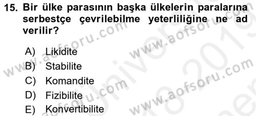 Dış Ticaret İşlemleri Ve Belgeleri Dersi 2018 - 2019 Yılı (Final) Dönem Sonu Sınav Soruları 15. Soru
