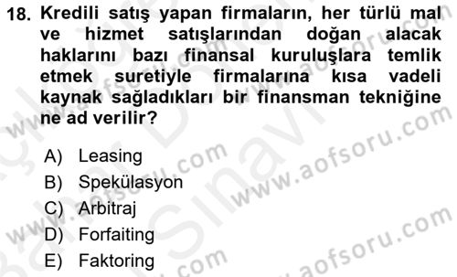 Dış Ticaret İşlemleri Ve Belgeleri Dersi 2018 - 2019 Yılı (Final) Dönem Sonu Sınav Soruları 18. Soru