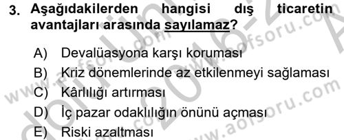 Dış Ticaret İşlemleri ve Belgeleri Dersi 2016 - 2017 Yılı (Vize) Ara Sınav Soruları 3. Soru