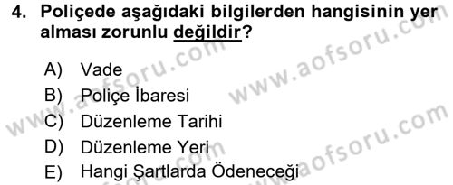 Dış Ticaret İşlemleri ve Belgeleri Dersi 2016 - 2017 Yılı (Vize) Ara Sınav Soruları 4. Soru