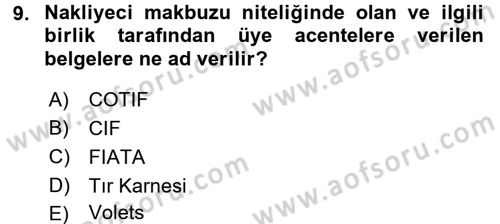 Dış Ticaret İşlemleri ve Belgeleri Dersi 2016 - 2017 Yılı (Vize) Ara Sınav Soruları 9. Soru