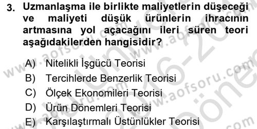 Dış Ticaret İşlemleri ve Belgeleri Dersi 2016 - 2017 Yılı (Final) Dönem Sonu Sınavı 3. Soru