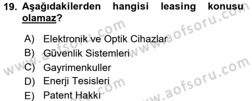 Dış Ticaret İşlemleri ve Belgeleri Dersi 2017 - 2018 Yılı 3 Ders Sınav Soruları 19. Soru