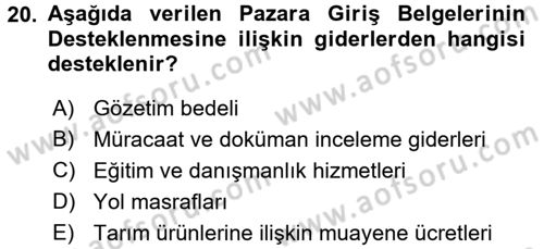 Dış Ticaret İşlemleri ve Belgeleri Dersi 2017 - 2018 Yılı 3 Ders Sınav Soruları 20. Soru