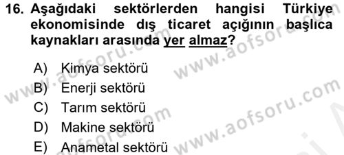 Dış Ticaret İşlemleri ve Belgeleri Dersi 2017 - 2018 Yılı (Vize) Ara Sınav Soruları 16. Soru