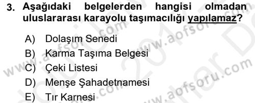 Dış Ticaret İşlemleri ve Belgeleri Dersi 2017 - 2018 Yılı (Vize) Ara Sınav Soruları 3. Soru