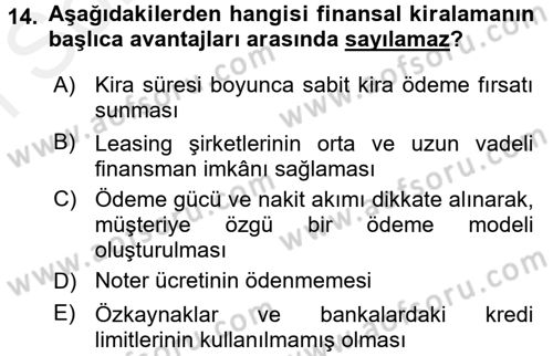 Dış Ticaret İşlemleri ve Belgeleri Dersi 2017 - 2018 Yılı (Final) Dönem Sonu Sınav Soruları 14. Soru
