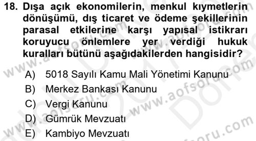 Dış Ticaret İşlemleri ve Belgeleri Dersi 2017 - 2018 Yılı (Final) Dönem Sonu Sınav Soruları 18. Soru