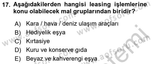 Dış Ticaret İşlemleri ve Belgeleri Dersi 2018 - 2019 Yılı Yaz Okulu Sınavı 17. Soru