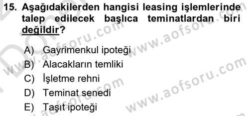 Dış Ticaret İşlemleri ve Belgeleri Dersi 2021 - 2022 Yılı (Final) Dönem Sonu Sınavı 15. Soru