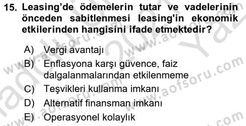 Dış Ticaret İşlemleri ve Belgeleri Dersi 2021 - 2022 Yılı Yaz Okulu Sınav Soruları 15. Soru