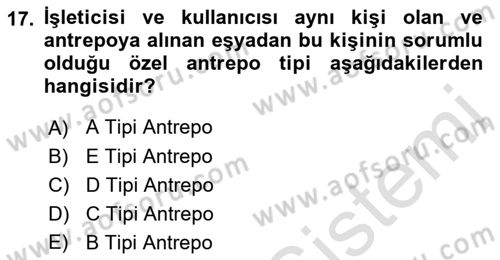 Dış Ticaret İşlemleri ve Belgeleri Dersi 2021 - 2022 Yılı Yaz Okulu Sınav Soruları 17. Soru