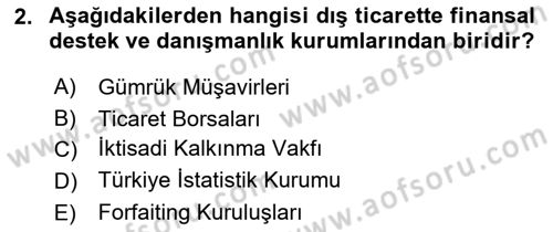 Dış Ticaret İşlemleri ve Belgeleri Dersi 2021 - 2022 Yılı Yaz Okulu Sınav Soruları 2. Soru