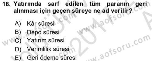 Depolama Ve Envanter Yönetimi Dersi 2017 - 2018 Yılı (Vize) Ara Sınavı 18. Soru