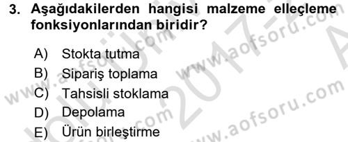 Depolama Ve Envanter Yönetimi Dersi 2017 - 2018 Yılı (Vize) Ara Sınavı 3. Soru