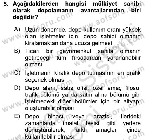 Depolama Ve Envanter Yönetimi Dersi 2017 - 2018 Yılı (Vize) Ara Sınavı 5. Soru