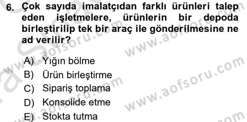 Depolama Ve Envanter Yönetimi Dersi 2017 - 2018 Yılı (Vize) Ara Sınavı 6. Soru