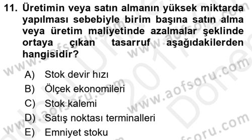 Depolama Ve Envanter Yönetimi Dersi 2017 - 2018 Yılı (Final) Dönem Sonu Sınav Soruları 11. Soru