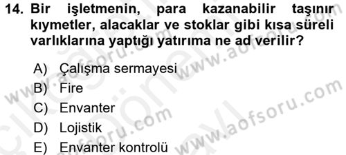 Depolama Ve Envanter Yönetimi Dersi 2017 - 2018 Yılı (Final) Dönem Sonu Sınav Soruları 14. Soru