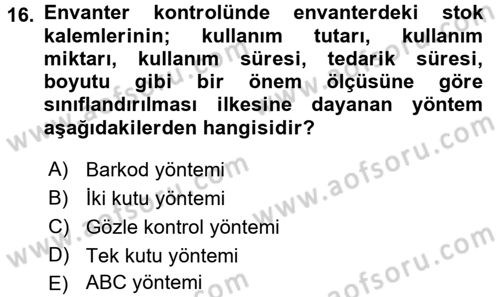 Depolama Ve Envanter Yönetimi Dersi 2017 - 2018 Yılı (Final) Dönem Sonu Sınav Soruları 16. Soru