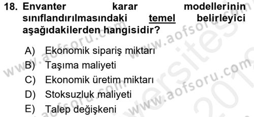 Depolama Ve Envanter Yönetimi Dersi 2017 - 2018 Yılı (Final) Dönem Sonu Sınav Soruları 18. Soru