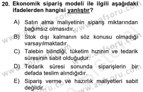 Depolama Ve Envanter Yönetimi Dersi 2017 - 2018 Yılı (Final) Dönem Sonu Sınav Soruları 20. Soru