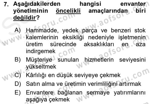 Depolama Ve Envanter Yönetimi Dersi 2017 - 2018 Yılı (Final) Dönem Sonu Sınav Soruları 7. Soru