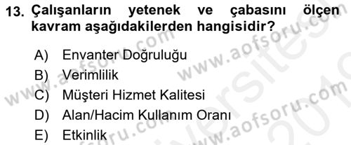 Depolama Ve Envanter Yönetimi Dersi 2018 - 2019 Yılı (Vize) Ara Sınav Soruları 13. Soru