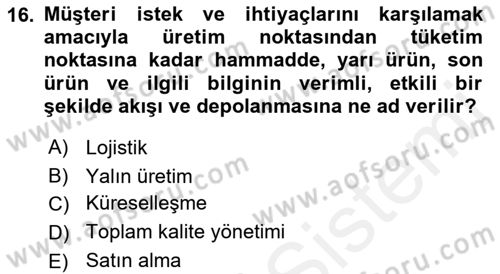 Depolama Ve Envanter Yönetimi Dersi Ara Sınavı Deneme Sınav Soruları 16. Soru