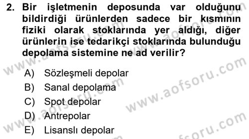 Depolama Ve Envanter Yönetimi Dersi 2018 - 2019 Yılı (Vize) Ara Sınav Soruları 2. Soru