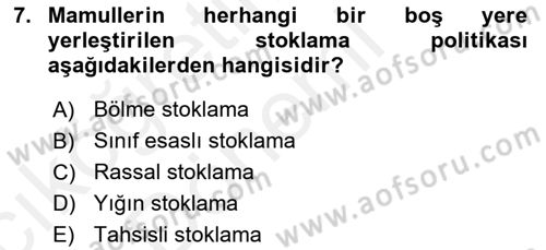 Depolama Ve Envanter Yönetimi Dersi Ara Sınavı Deneme Sınav Soruları 7. Soru