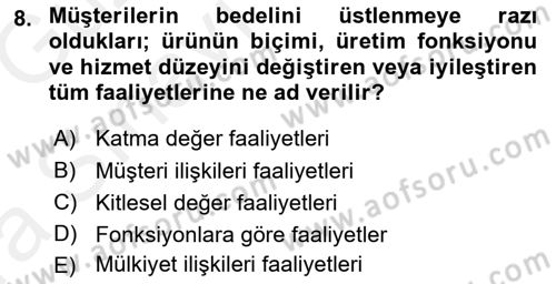 Depolama Ve Envanter Yönetimi Dersi 2018 - 2019 Yılı (Vize) Ara Sınav Soruları 8. Soru