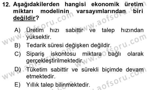 Depolama Ve Envanter Yönetimi Dersi 2020 - 2021 Yılı Yaz Okulu Sınav Soruları 12. Soru