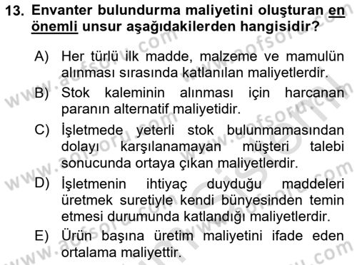 Depolama Ve Envanter Yönetimi Dersi 2020 - 2021 Yılı Yaz Okulu Sınav Soruları 13. Soru