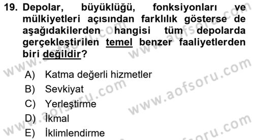 Depolama Ve Envanter Yönetimi Dersi 2020 - 2021 Yılı Yaz Okulu Sınav Soruları 19. Soru