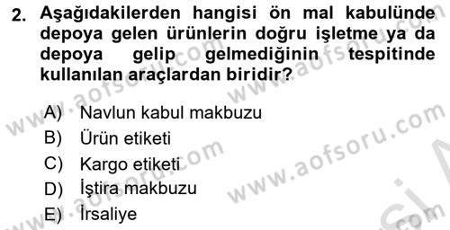 Depolama Ve Envanter Yönetimi Dersi 2020 - 2021 Yılı Yaz Okulu Sınav Soruları 2. Soru