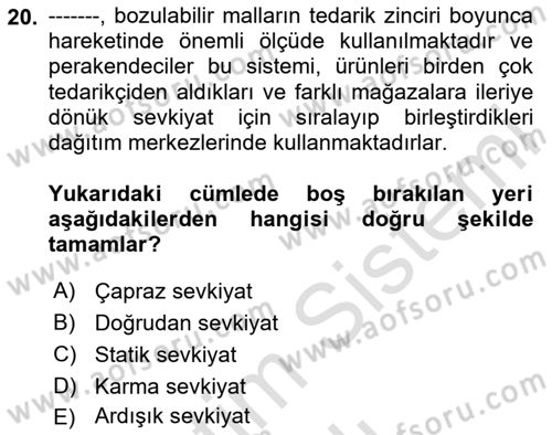 Depolama Ve Envanter Yönetimi Dersi 2020 - 2021 Yılı Yaz Okulu Sınav Soruları 20. Soru