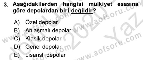 Depolama Ve Envanter Yönetimi Dersi 2020 - 2021 Yılı Yaz Okulu Sınav Soruları 3. Soru