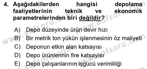 Depolama Ve Envanter Yönetimi Dersi 2020 - 2021 Yılı Yaz Okulu Sınav Soruları 4. Soru