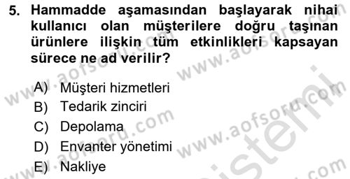 Depolama Ve Envanter Yönetimi Dersi 2020 - 2021 Yılı Yaz Okulu Sınav Soruları 5. Soru